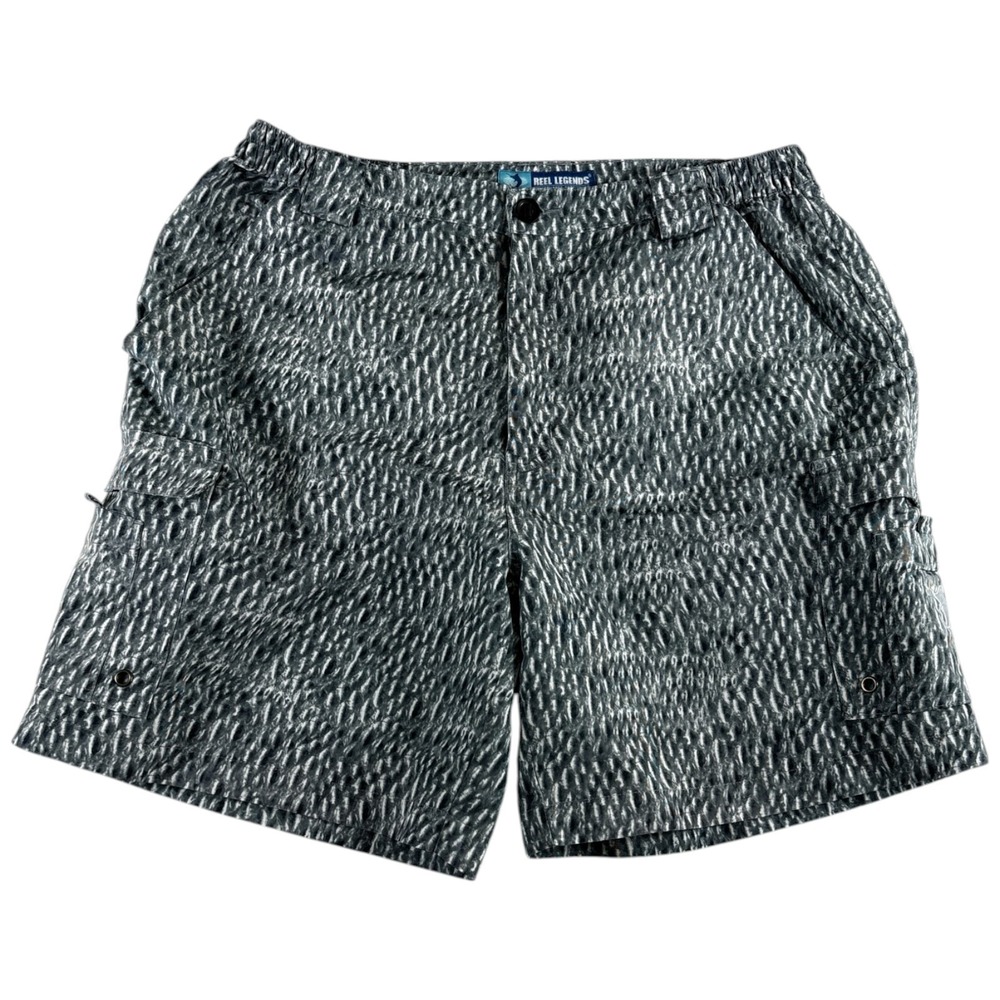 Reel Legends Shorts Mens Large Gray Snake Print Beach Fishing Performance Summer